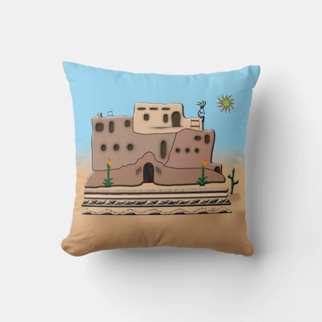 Clay House Throw Pillow (Front)