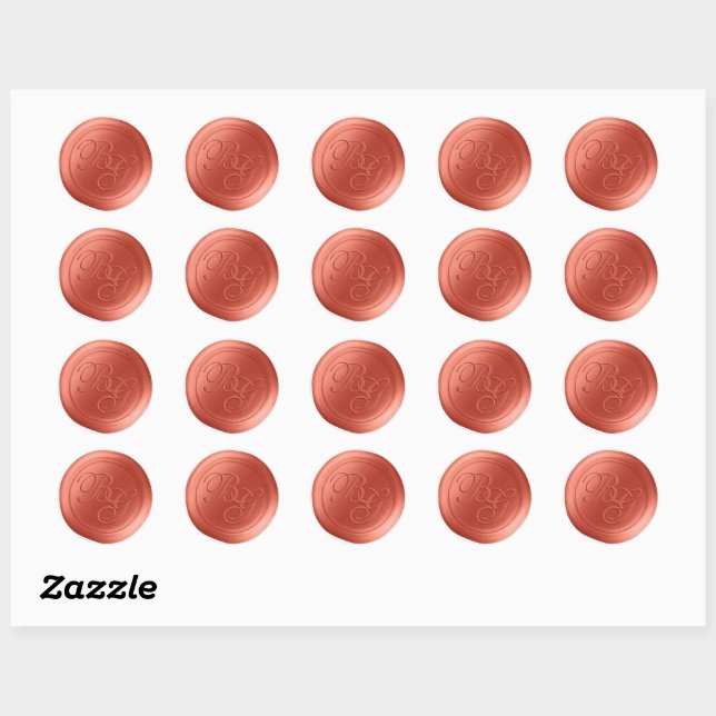 Clay Orange Calligraphy Monogram Wax Seal Stickers (Sheet)