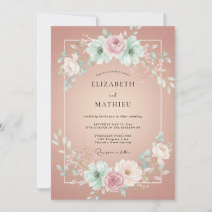 Clay Peony Wedding Invitation