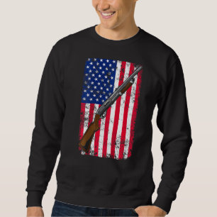 Clay Pigeon Shooting Usa Shotgun Flag On Back Shot Sweatshirt