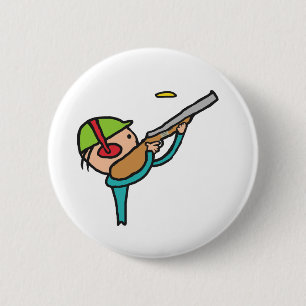 Clay Pigeon Trap Shooting 2 Inch Round Button