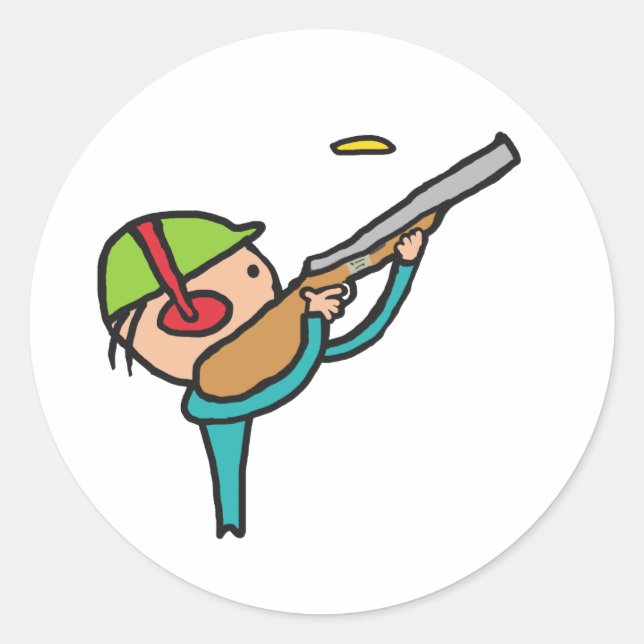 Clay Pigeon Trap Shooting Classic Round Sticker (Front)