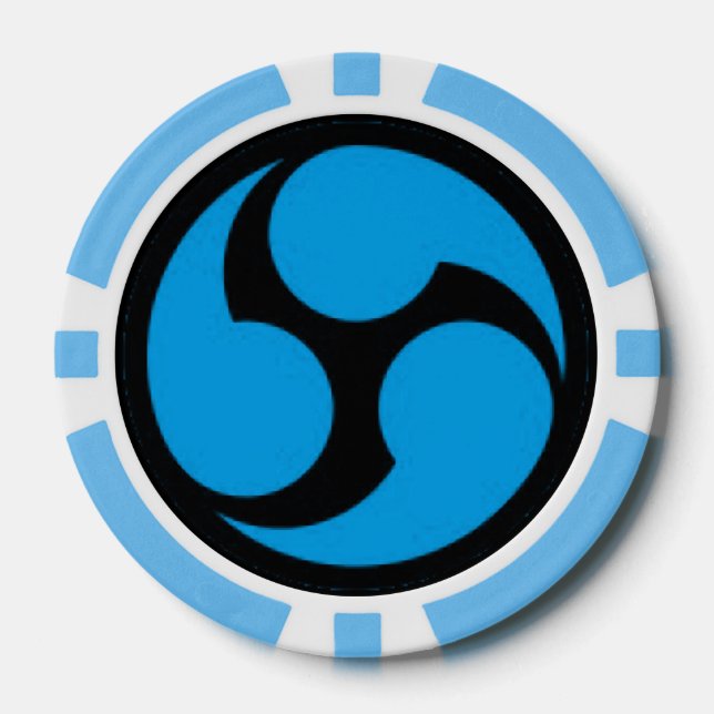 Clay Poker Chips, Blue Striped Edge Poker Chips (Front)