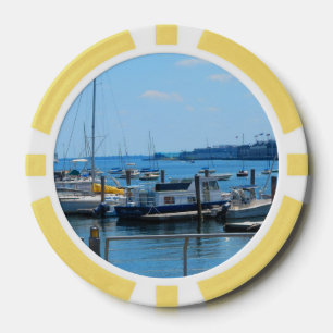 Clay Poker Chips Boston City harbour sail boat vie