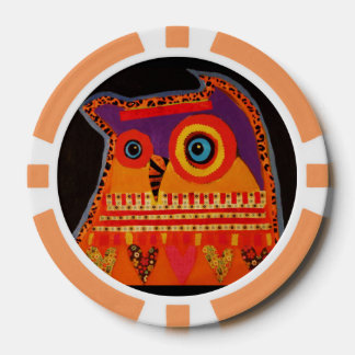 Clay Poker Chips/Orange Striped with Cool Owl Chips