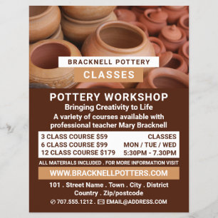 Clay Pots, Pottery Classes, Potters Advertising Flyer