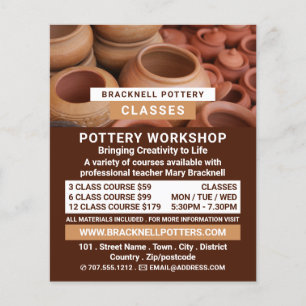 Clay Pots, Pottery Classes, Potters Advertising Flyer