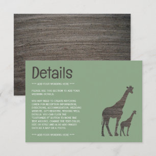Clay Safari Giraffe, Rustic Wedding Detail Enclosure Card