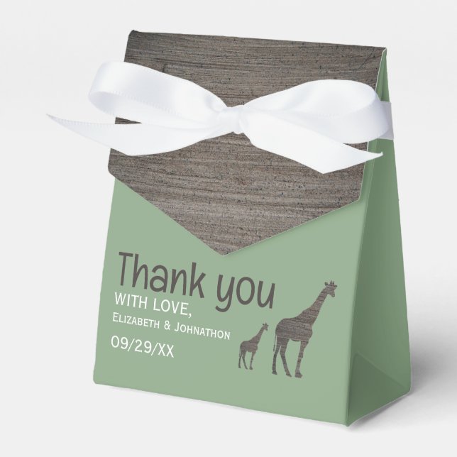 Clay Safari Giraffe, Rustic Wedding Favor Box (Front Side)
