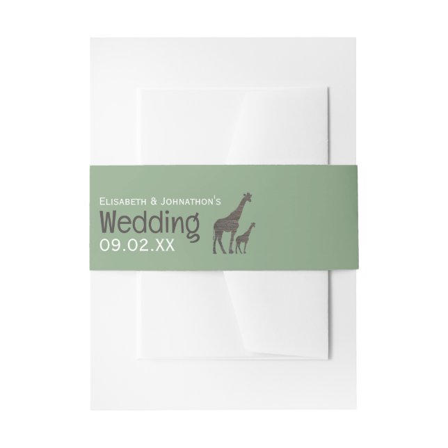 Clay Safari Giraffe, Rustic Wedding Invitation Belly Band (Front Example)