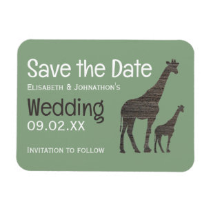 Clay Safari Giraffe, Rustic Wedding Save The Date Magnet