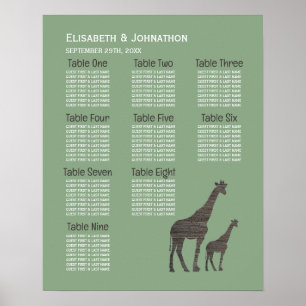 Clay Safari Giraffe, Rustic Wedding Seating Chart