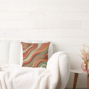 Clay & Sage Wave Throw Pillow