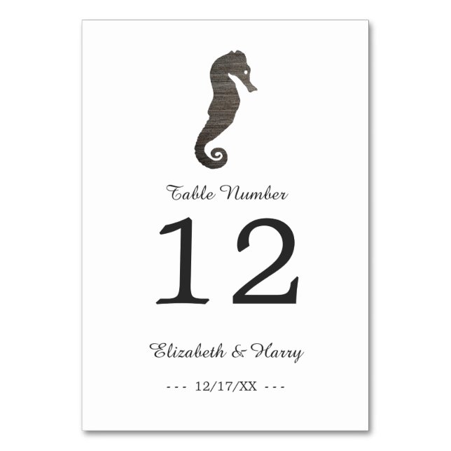 Clay Seahorse Beach Wedding Numéro de table (Par défaut)