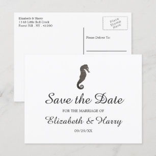 Clay Seahorse Beach Wedding Save The Date Postcard
