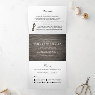 Clay Seahorse Wedding Suite Tri-Fold Invitation