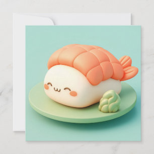 Clay Shrimp Nigiri Sushi with Wasabi Postcard