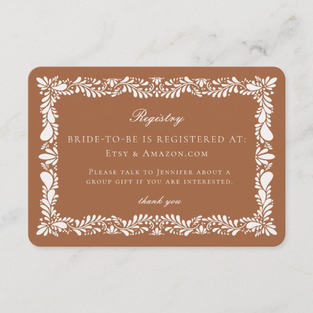 Clay Talavera Tile Registry Card Invitation Insert (Front)