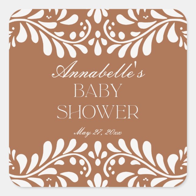 Clay Talavera Tile Spanish Fiesta Baby Shower Square Sticker (Front)