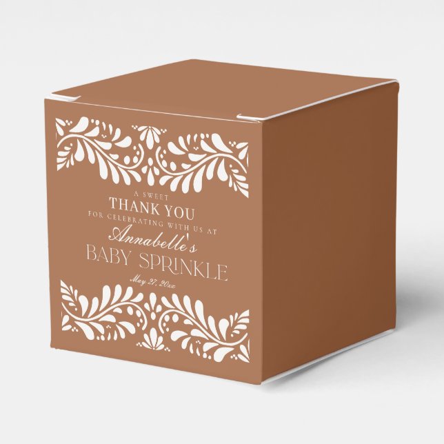 Clay Talavera Tile Spanish Fiesta Baby Sprinkle Favor Box (Front Side)