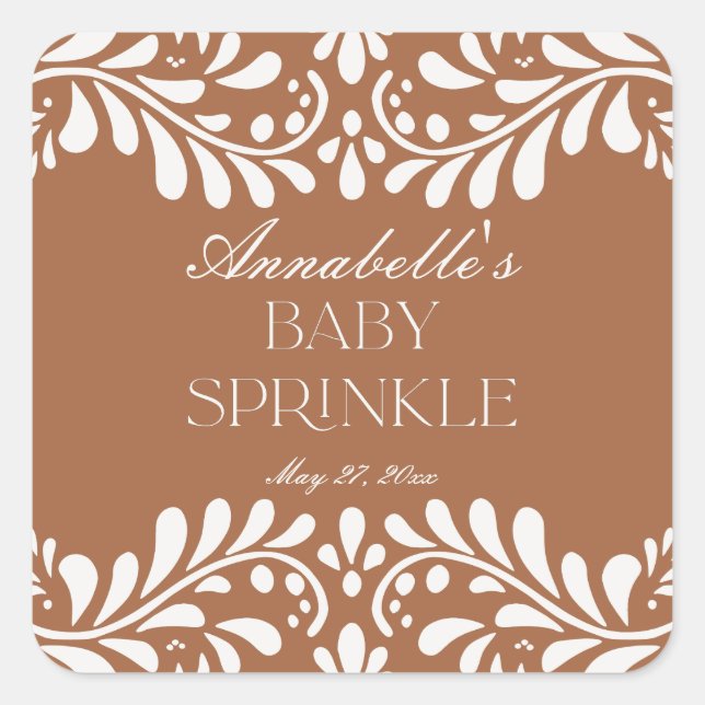 Clay Talavera Tile Spanish Fiesta Baby Sprinkle Square Sticker (Front)