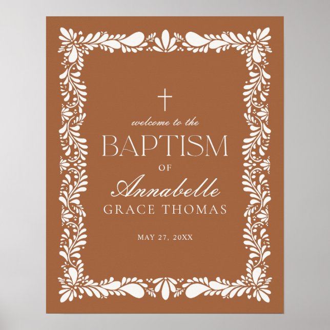Clay Talavera Tile Spanish Fiesta Baptism Welcome Poster (Front)