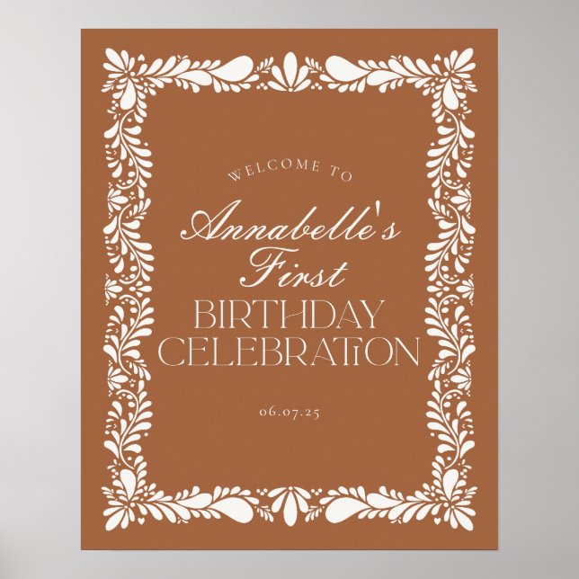 Clay Talavera Tile Spanish Fiesta Birthday Welcome Poster (Front)