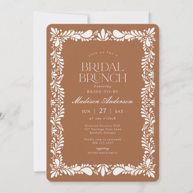 Clay Talavera Tile Spanish Fiesta Bridal Brunch Invitation (Front)