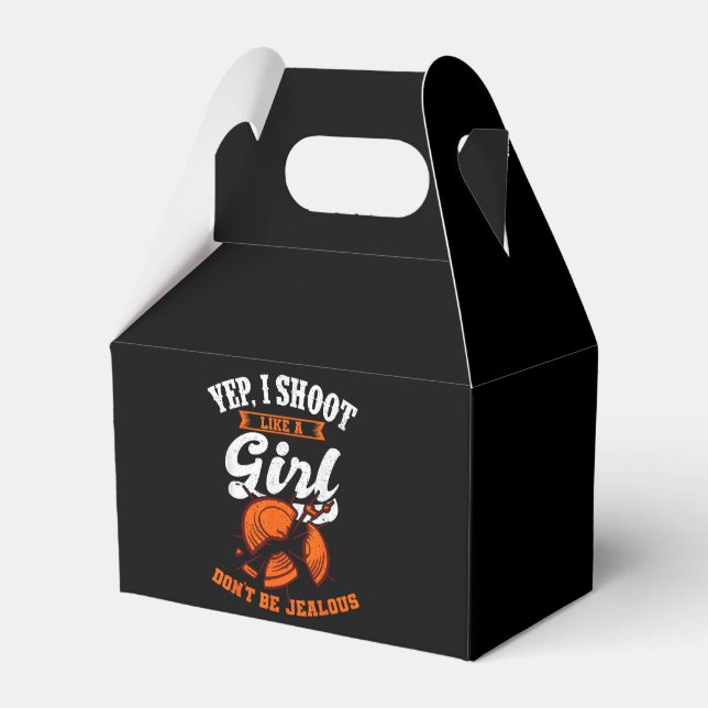 Clay Target Shooting Yep, I Shoot Like A Girl Gift Favor Box (Front Side)