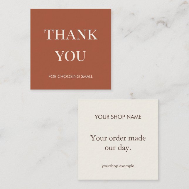 Clay Thanks Small Business Package Insert (Front/Back)