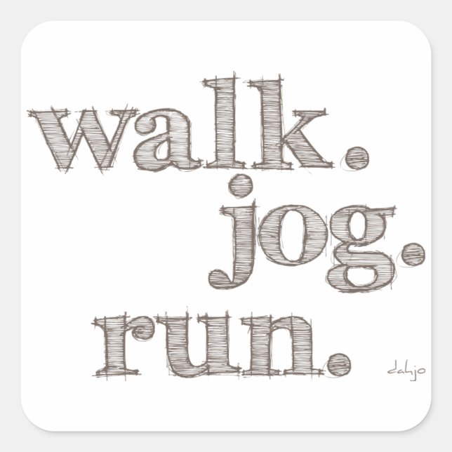 CLAY WALK JOG RUN (font SHADED) Square Sticker (Front)