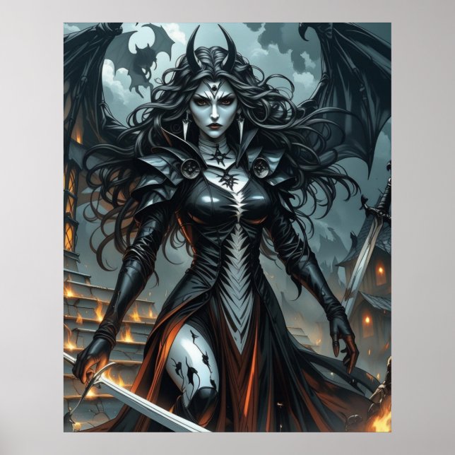 Claymore Poster Dark Fantasy Gothic Warrior Queen (Front)