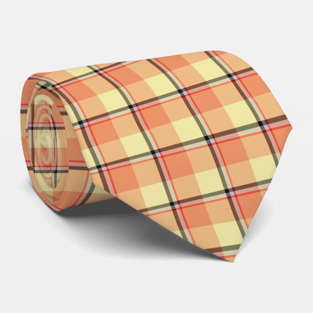 Claystone and Morning Mist Plaid Neck Tie (Rolled)