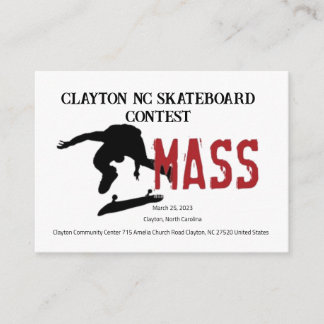 Clayton NC Skateboard Concours INVITATION