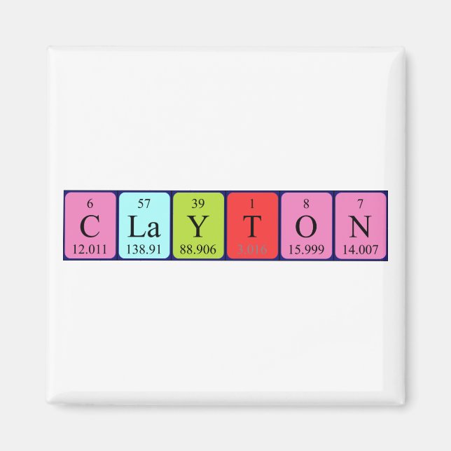 Clayton periodic table name magnet (Front)