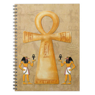 Clé Ankh de la vie sur cahier hiéroglyphique