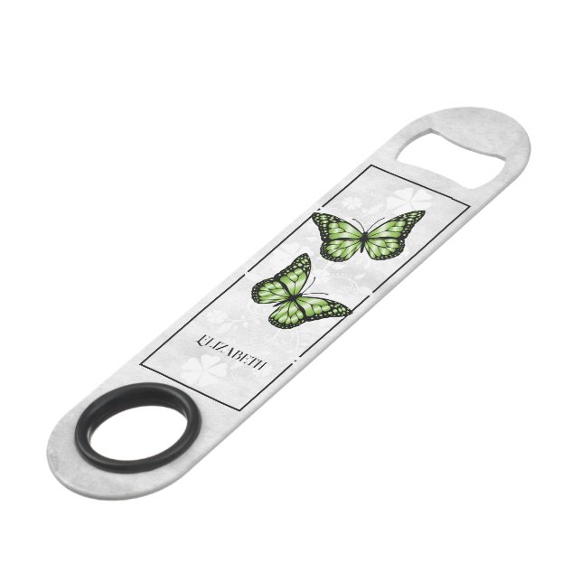 Clé de barre personnalisée à papillon vert (Devant angulaire)