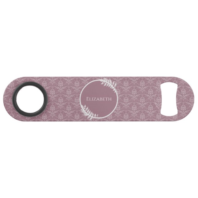 Clé de barre personnalisée Mauve Elegant Damask (Devant (Horizontal))