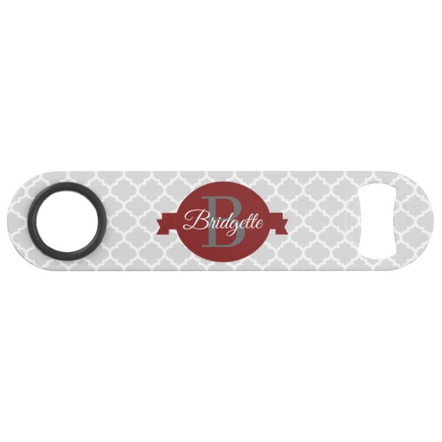 Clé de barre personnalisée Red Quatrefoil (Devant (Horizontal))