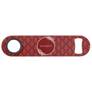 Clé de barre personnalisée rouge élégante Damas