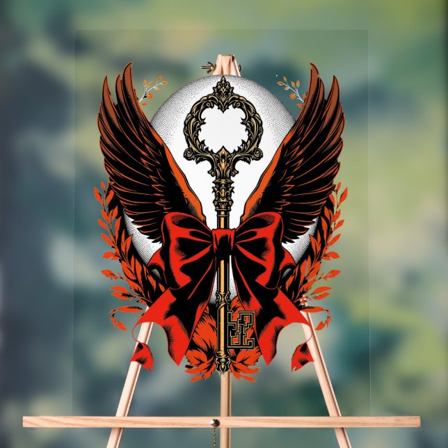 Clé de fond en velours gothique avec ailes et lune (Neutre)