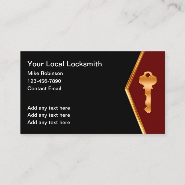 Clé de la maison Carte de visite Classy Locksmith (Devant)