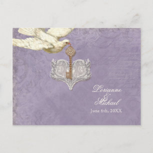Clé de mon coeur, Doves RSVP réponse carte postale