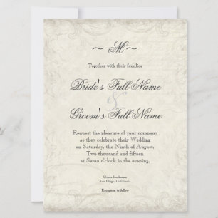Clé de mon coeur, Doves Swirl Mariage Invitation