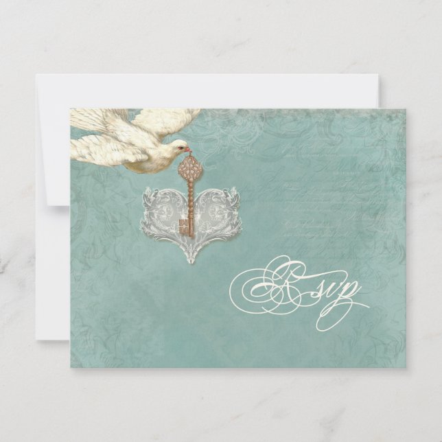 Clé de mon coeur, Doves Swirl RSVP carte de répons (Devant)