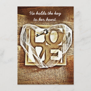 Clé de son coeur Rustique Burlap Invitations de ma