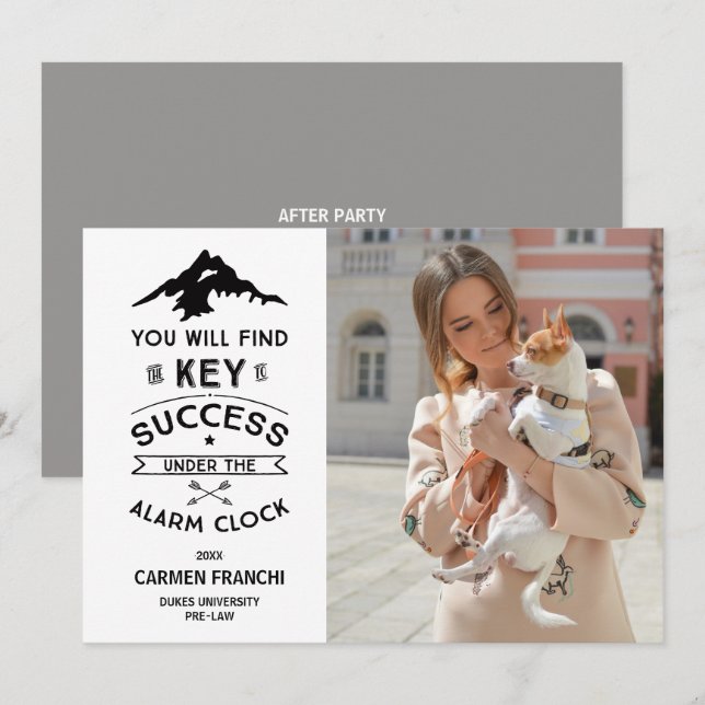 Clé du succès Invitation à un diplôme humoristique (Devant / Derrière)