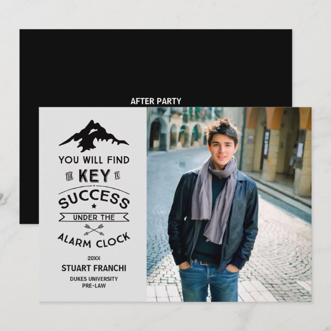 Clé du succès Invitation à un diplôme humoristique (Devant / Derrière)