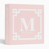 Clé grecque moderne rose pâle Classeur de la bordu
