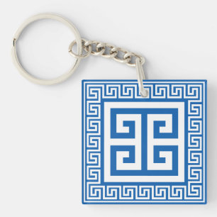 Clé grecque Motif blanc et bleu
